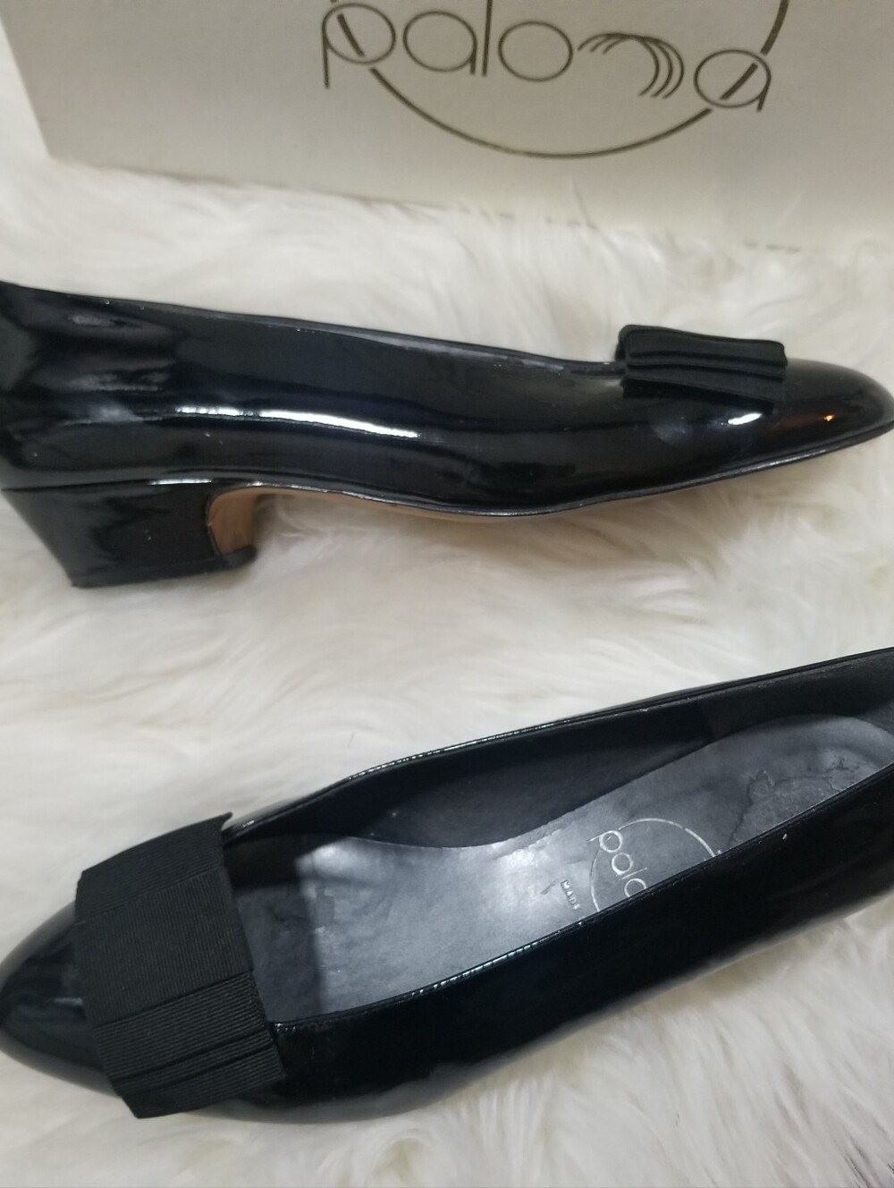 Paloma Black Patent Leather Block Heel Pumps | Italy | Size 7.5B | True Vintage